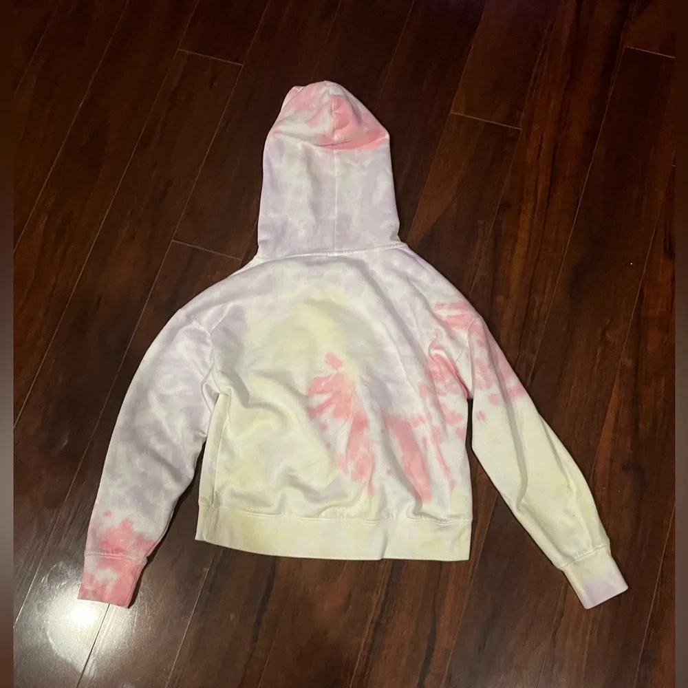 ⭐️EUC - Justice Active Girls Size 12 - Pink & Yellow Tie-Dye Hoodie Sweatshirt